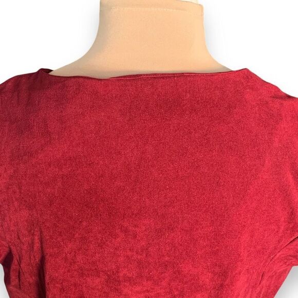 Vintage Sag Harbor Vest Burgundy Red Floral Vneck Embossed Button Up Plus Size - Picture 3 of 8